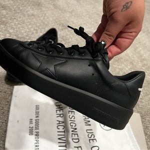 Size 8 black leather Golden Goose sneakers
